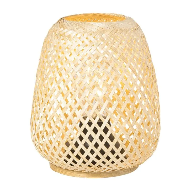 Tafellamp bamboe - bruin - ø16x18 cm