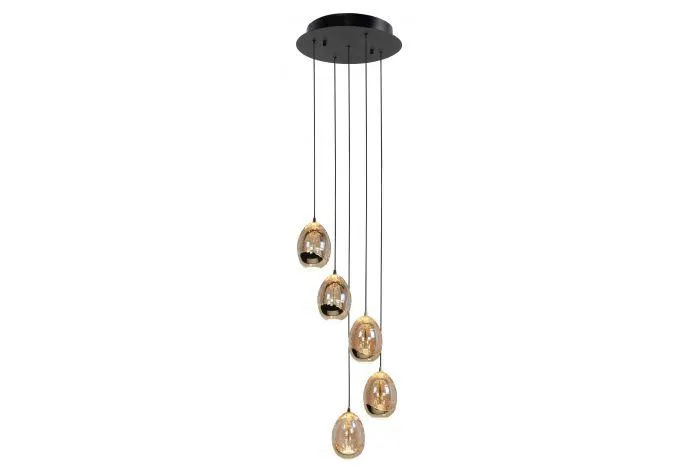 Highlight Hanglamp Golden Egg 5-Lichts Zwart/Goud