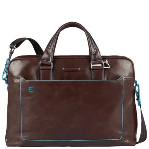 Piquadro laptoptas / Aktetas / Werktas 13 Inch Leer Blue Square Bruin