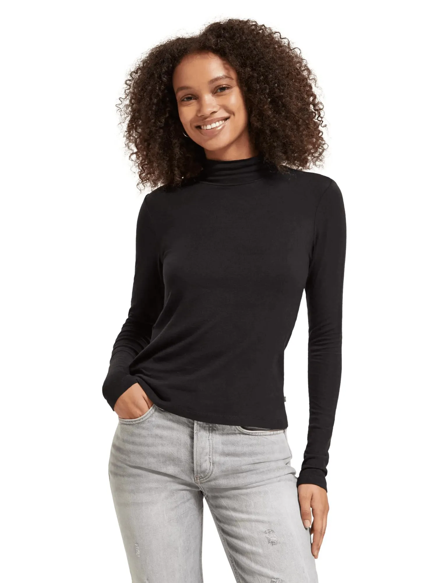 Turtle-neck long sleeved top
