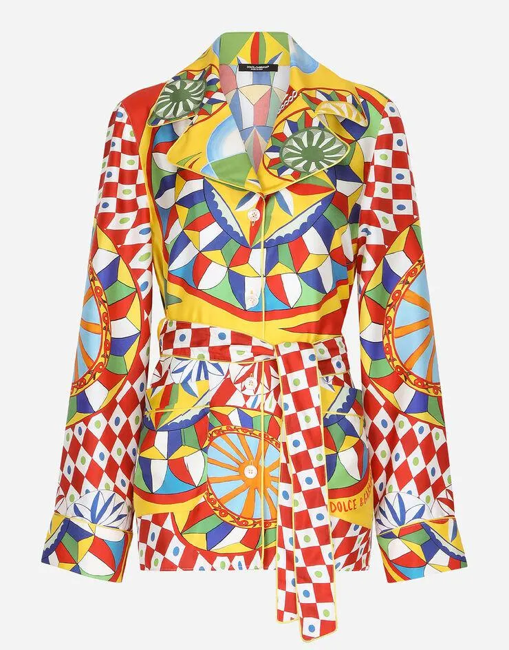 Chemise de pyjama en sergé à imprimé carretto Chemise de pyjama en sergé à imprimé carretto