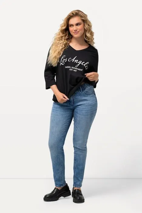 Jeans Sarah, washed effect, smalle, taps toelopende pijpen