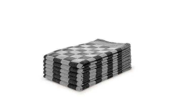 Eleganzzz Theedoekenset Blok 65x65cm - zwart/wit - set van 6