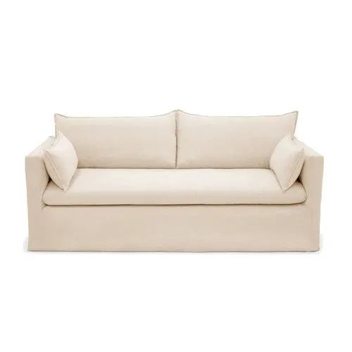 Sia Home - Rechte slaapbanken KALI - Linnen en katoen - Crème - 206cm