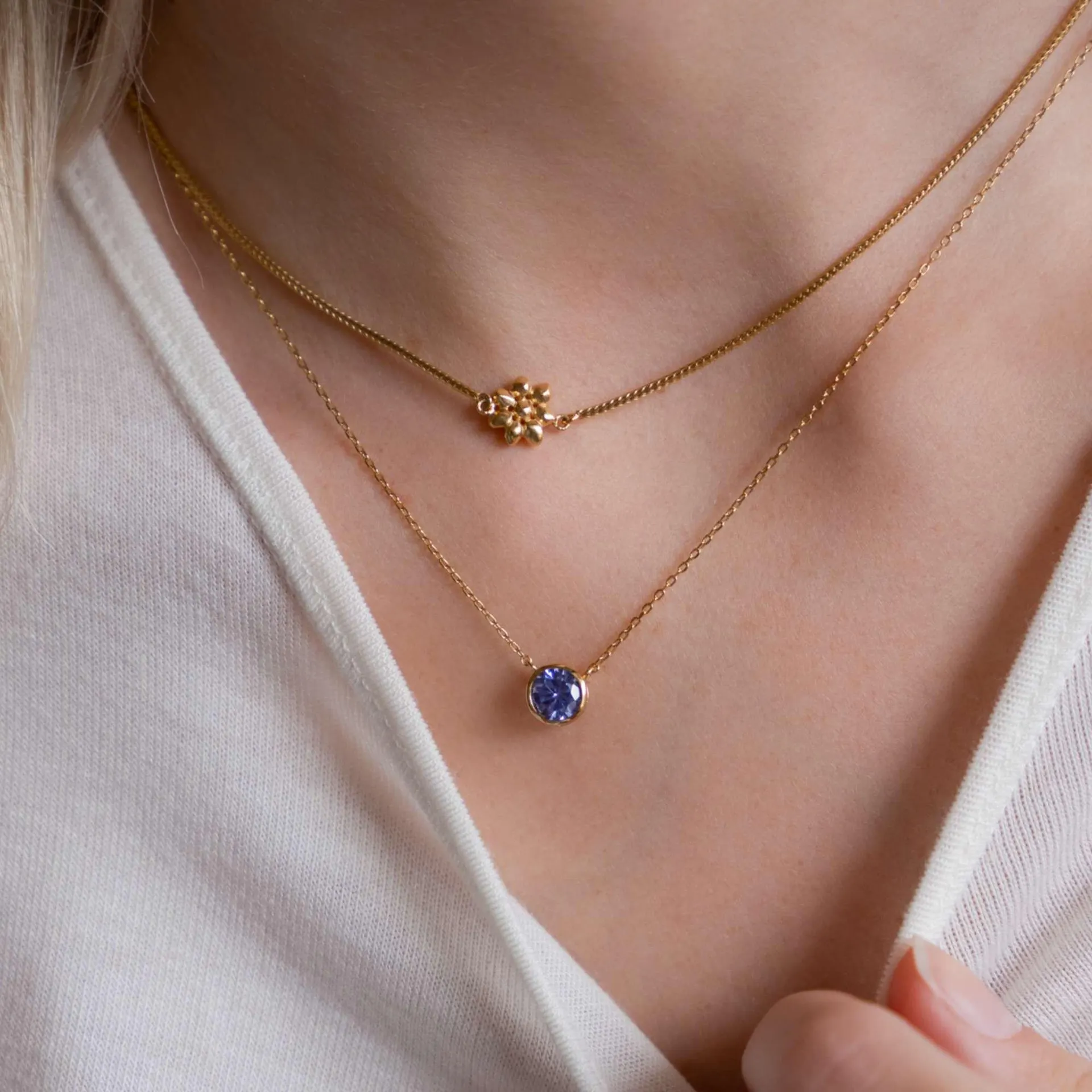 Venus 925 Sterling Zilveren Goudkleurige Ketting Met Geboortesteen VH340010 (JAN-DEC)