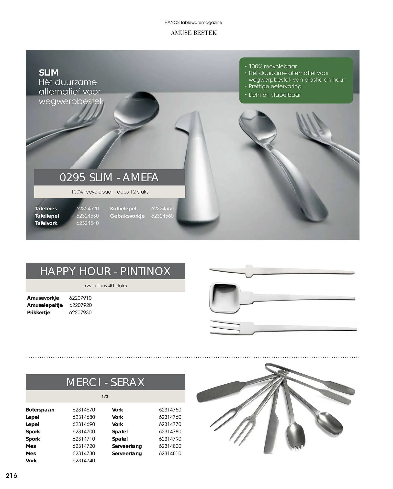 HANOS Tableware Magazine 2023-2024 van 1 januari tot 30 april 2024 - Folder pagina 216