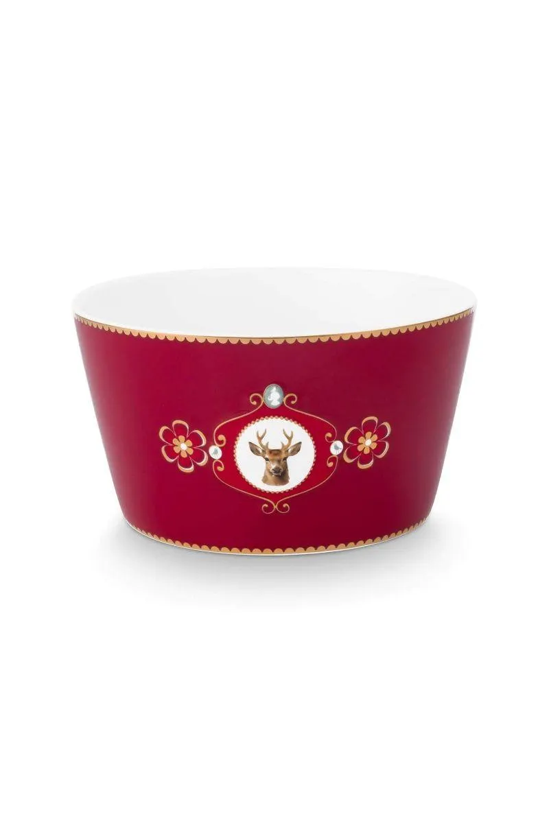 Kom Love Birds Medallion Hert Donkerrood 15cm