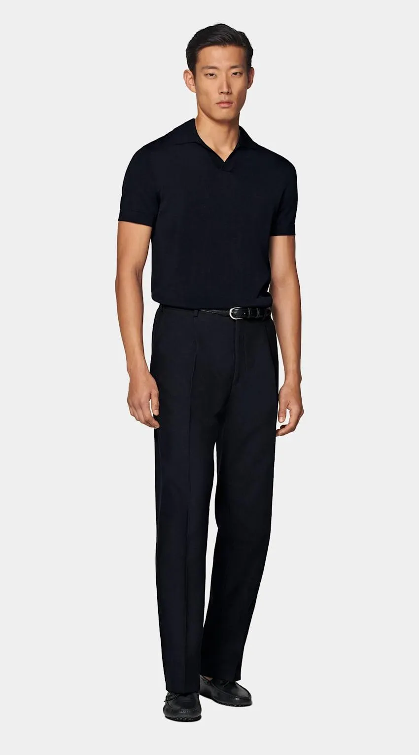 Navy Buttonless Polo