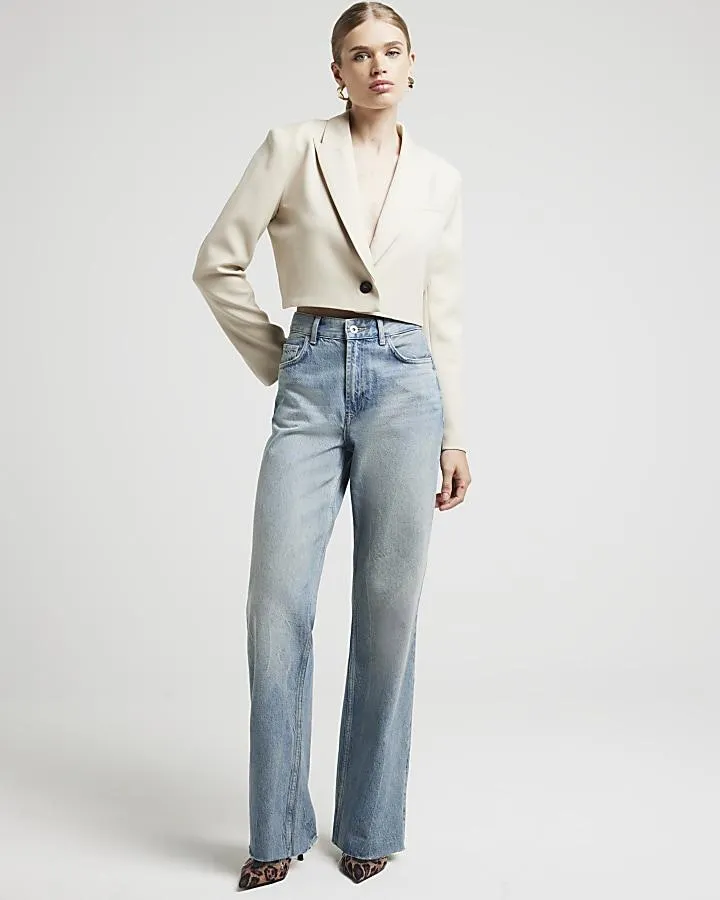 Cream cropped blazer