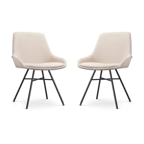 Nolon Noa-Isa Eetkamerstoelen Set van 2 - Beige - Zwart