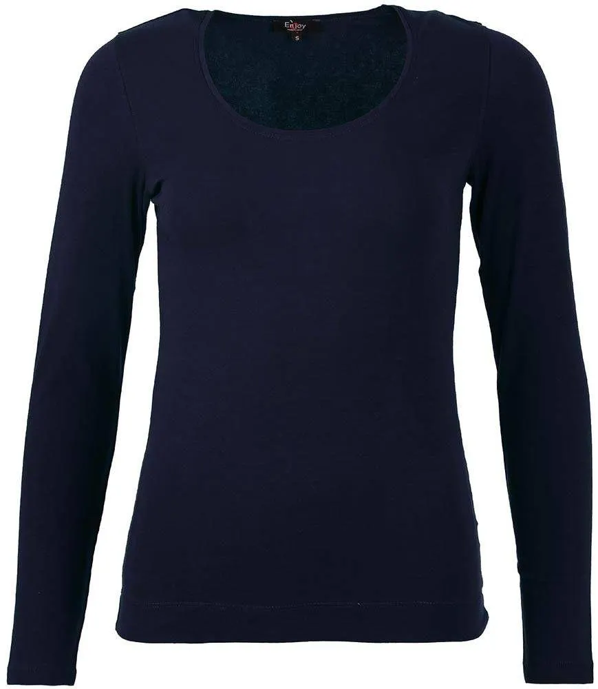 Donkerblauwe basic top met lange mouw