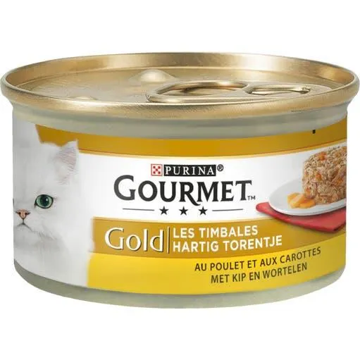 Natvoer voor katten Gold hartig torentje met kip en wortelen 85 g