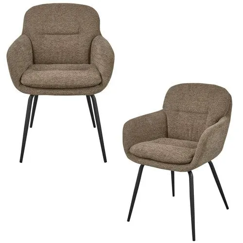 WOOOD eetkamerstoelen Runa - Polyester - Donker Zand - Set van 2