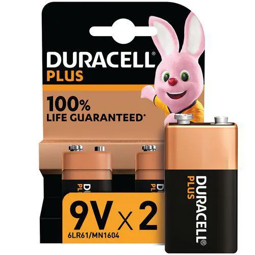 Alkalinebatterij 9 V Plus 100% - 2 eenheden - Duracell