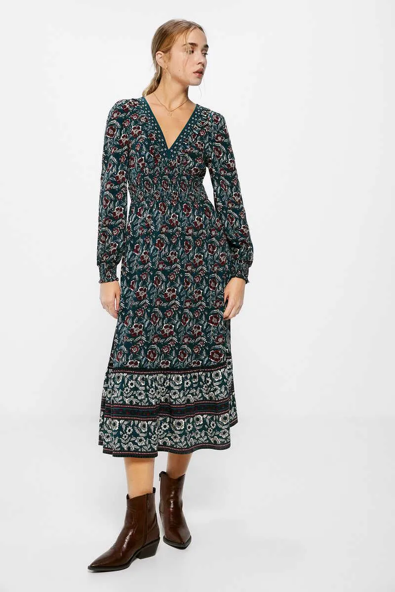 Vestido Midi Flores Cenefa