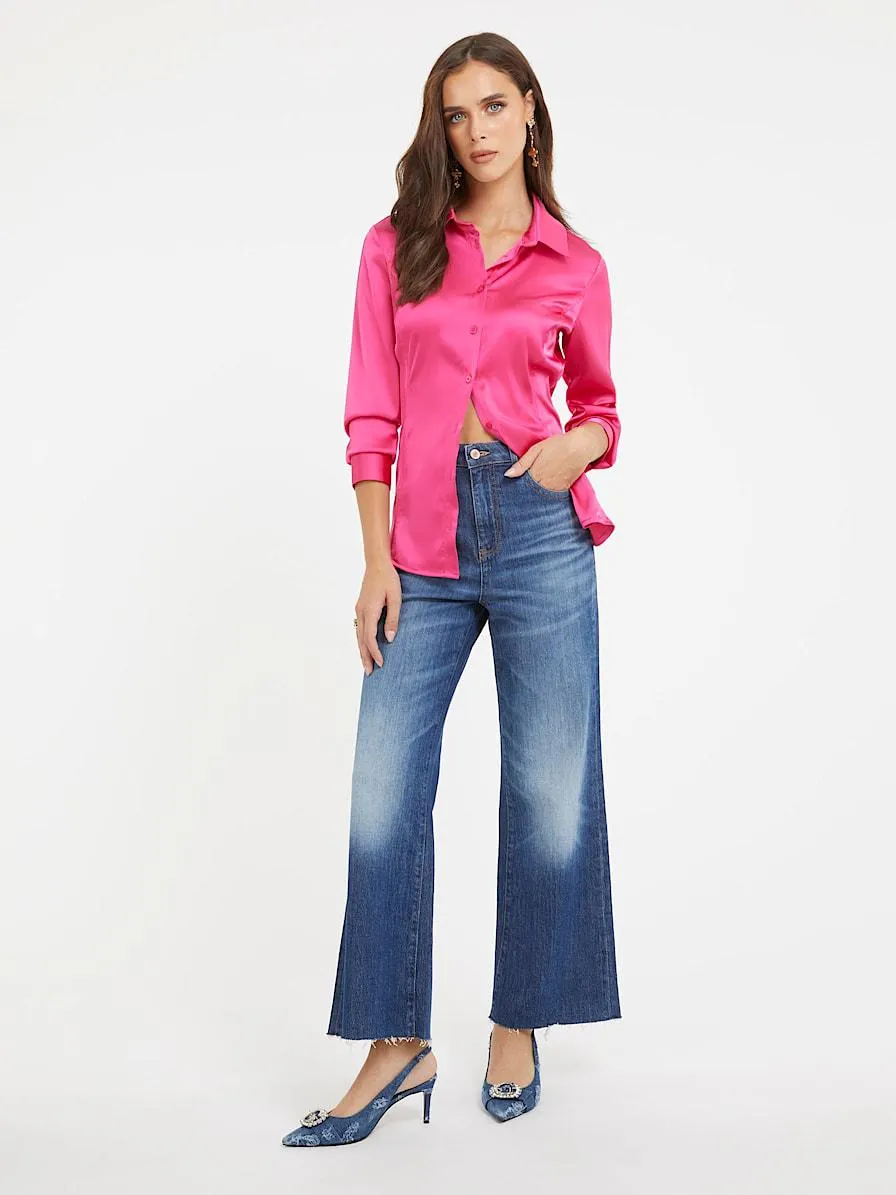 Slim fit satijnen overhemd