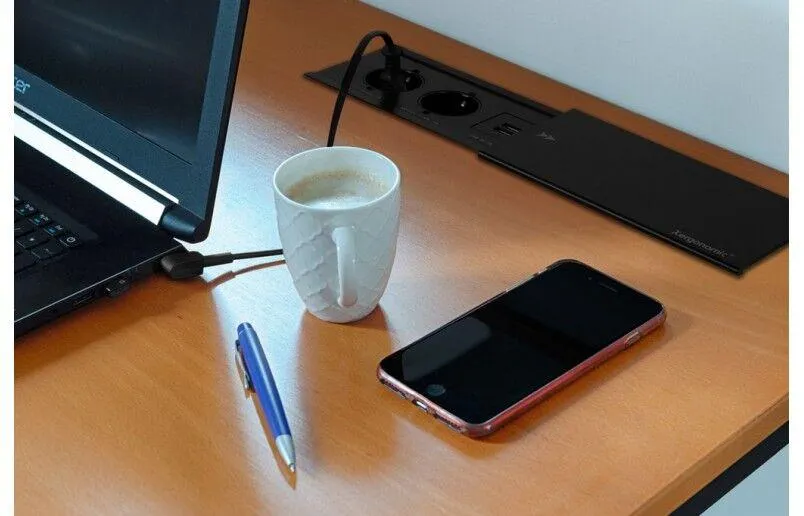 Inbouw bureaustopcontact zwart