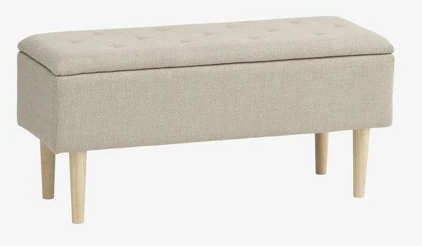 Penkki BADSTED säilytystilalla beige kangas/tammenvärinen