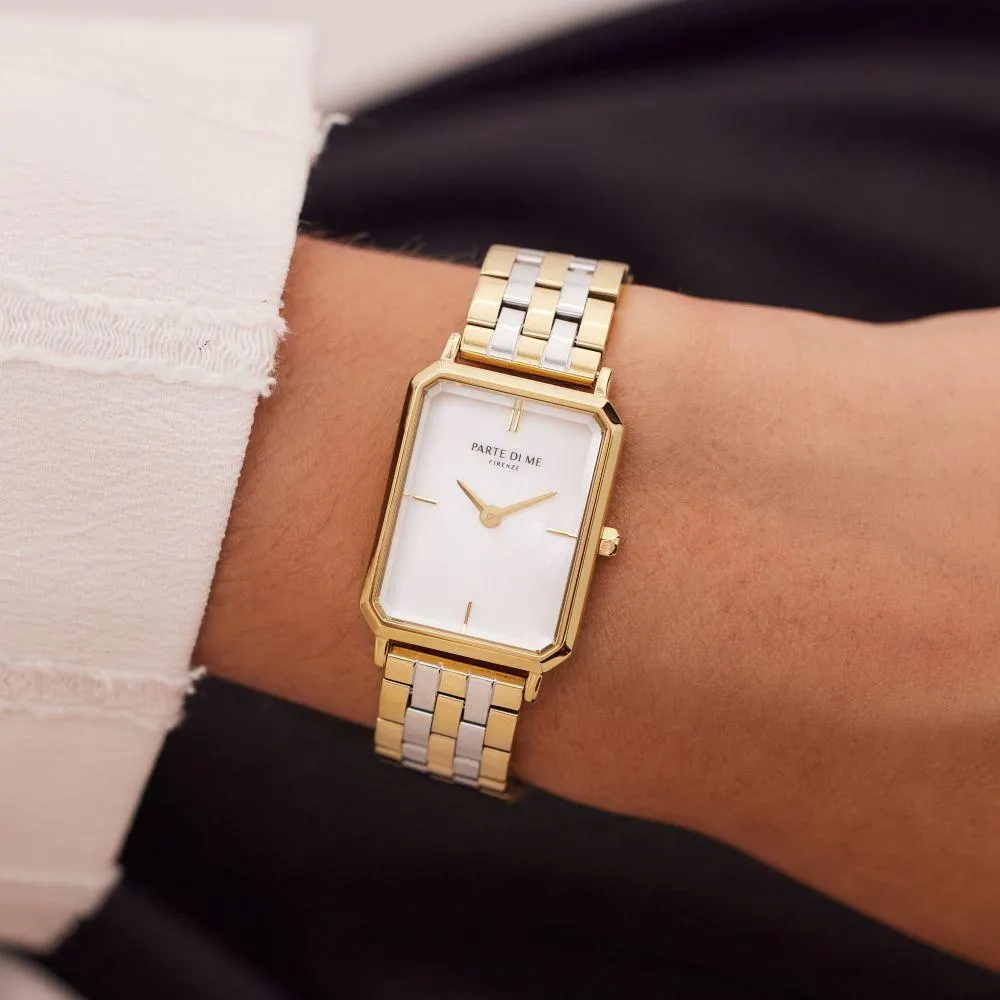 Orologio Rechthoekig Dameshorloge Goudkleurig en Zilverkleurig PDM09008