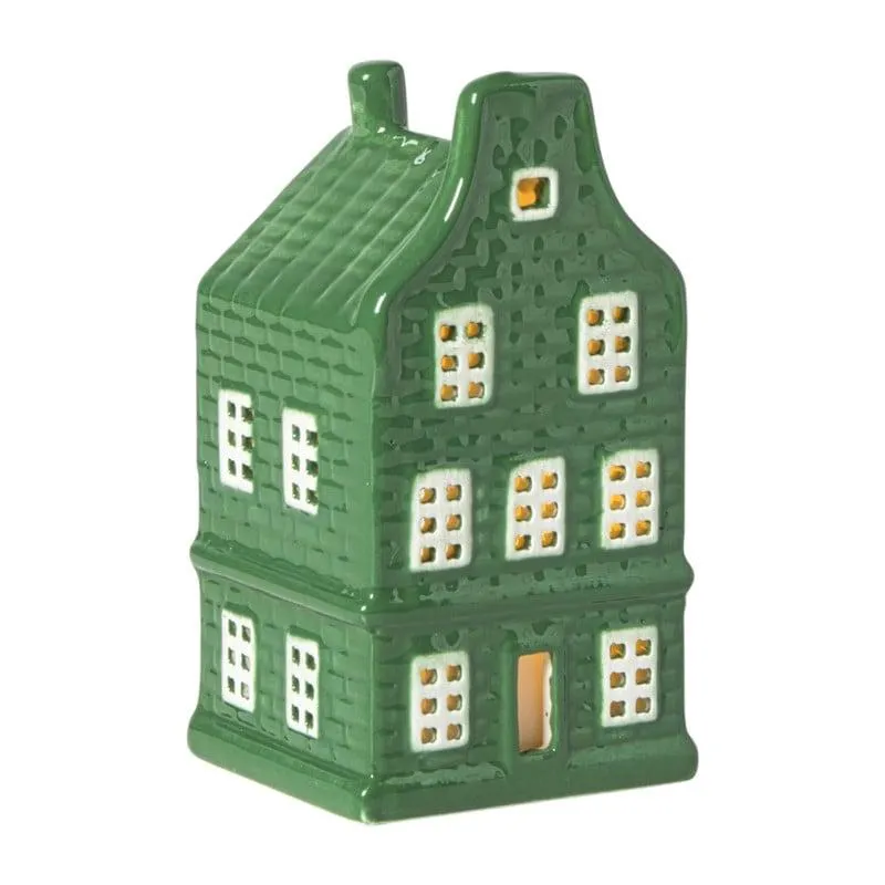 Kersthuisje - groen - 11x5.5x5.5 cm