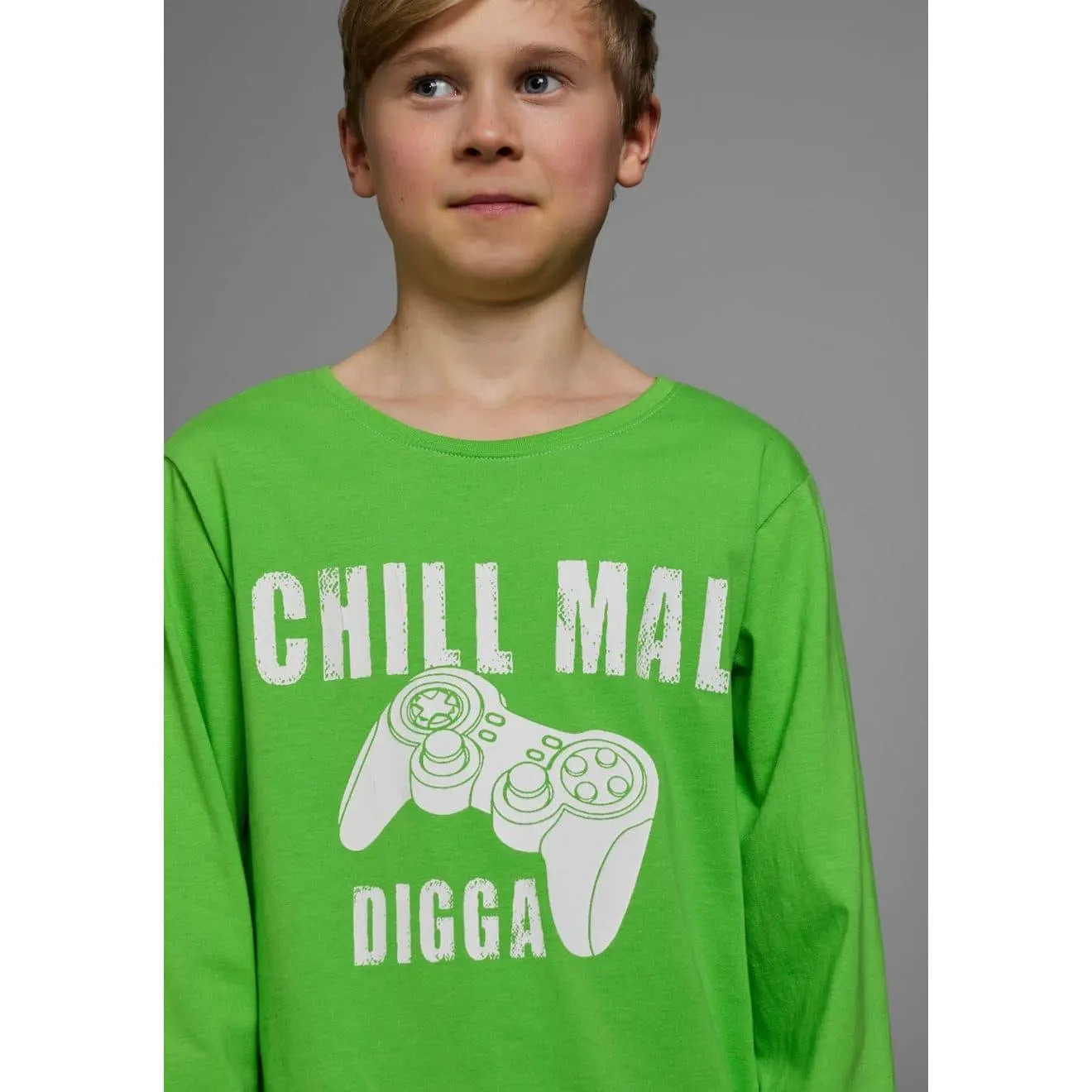 KIDSWORLD Shirt met lange mouwen CHILL MAL DIGGA Lange mouwen, basic pasvorm, met frisse opdruk