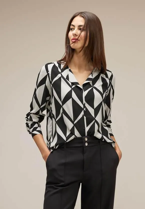 Blouse met flapkraag en print