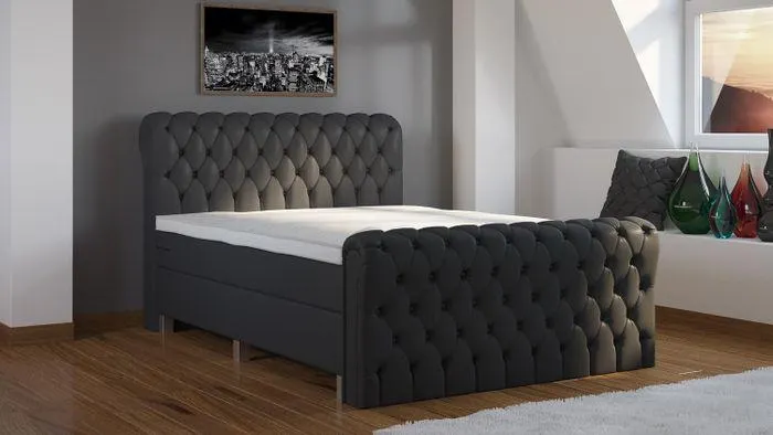 Boxspring Oxford Skai Leer Compleet Inclusief Voetbord