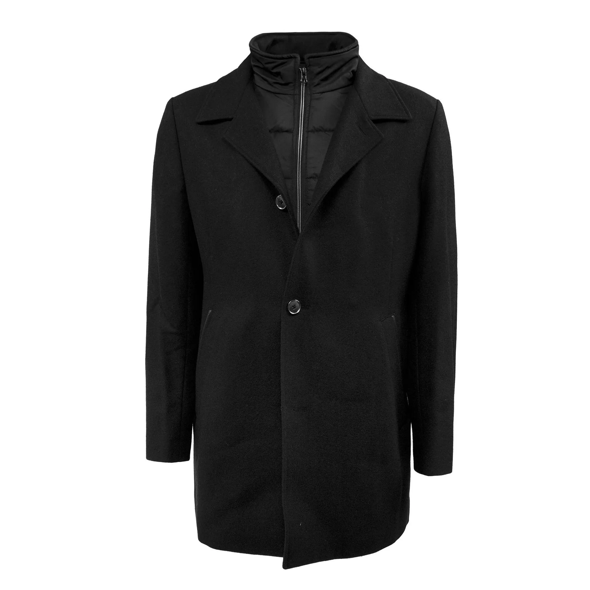 Halflange Jas met Windvanger Zwart