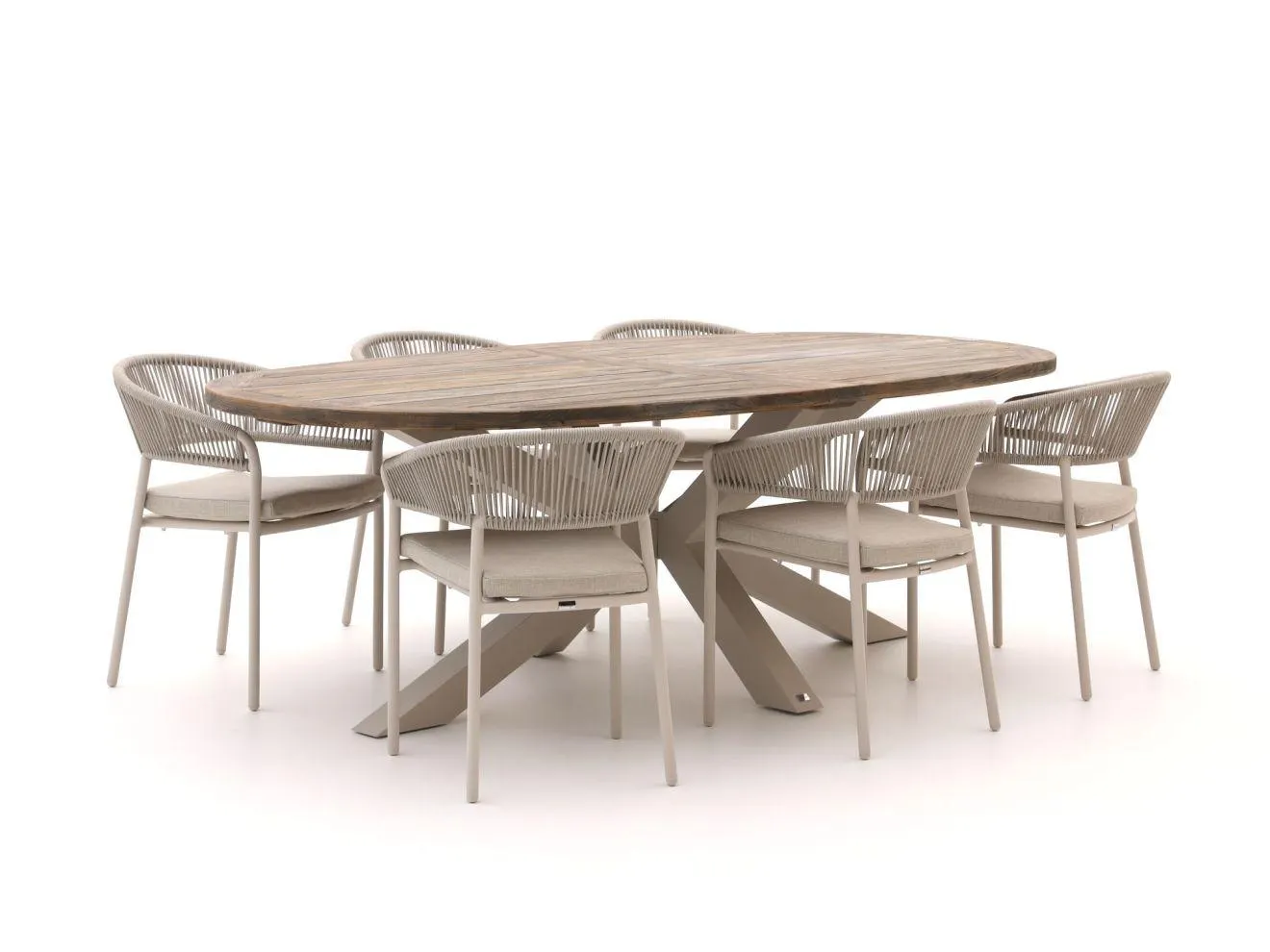 Bellagio Nova Siri/ROUGH-Y Ellips 240cm dining tuinset 7-delig stapelbaar