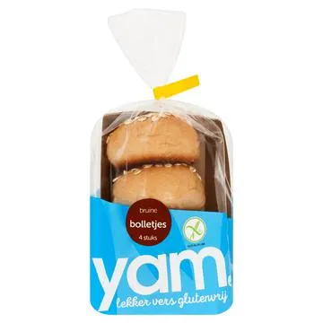 Yam - Bruine Bolletjes Glutenvrij - 4 Stuks