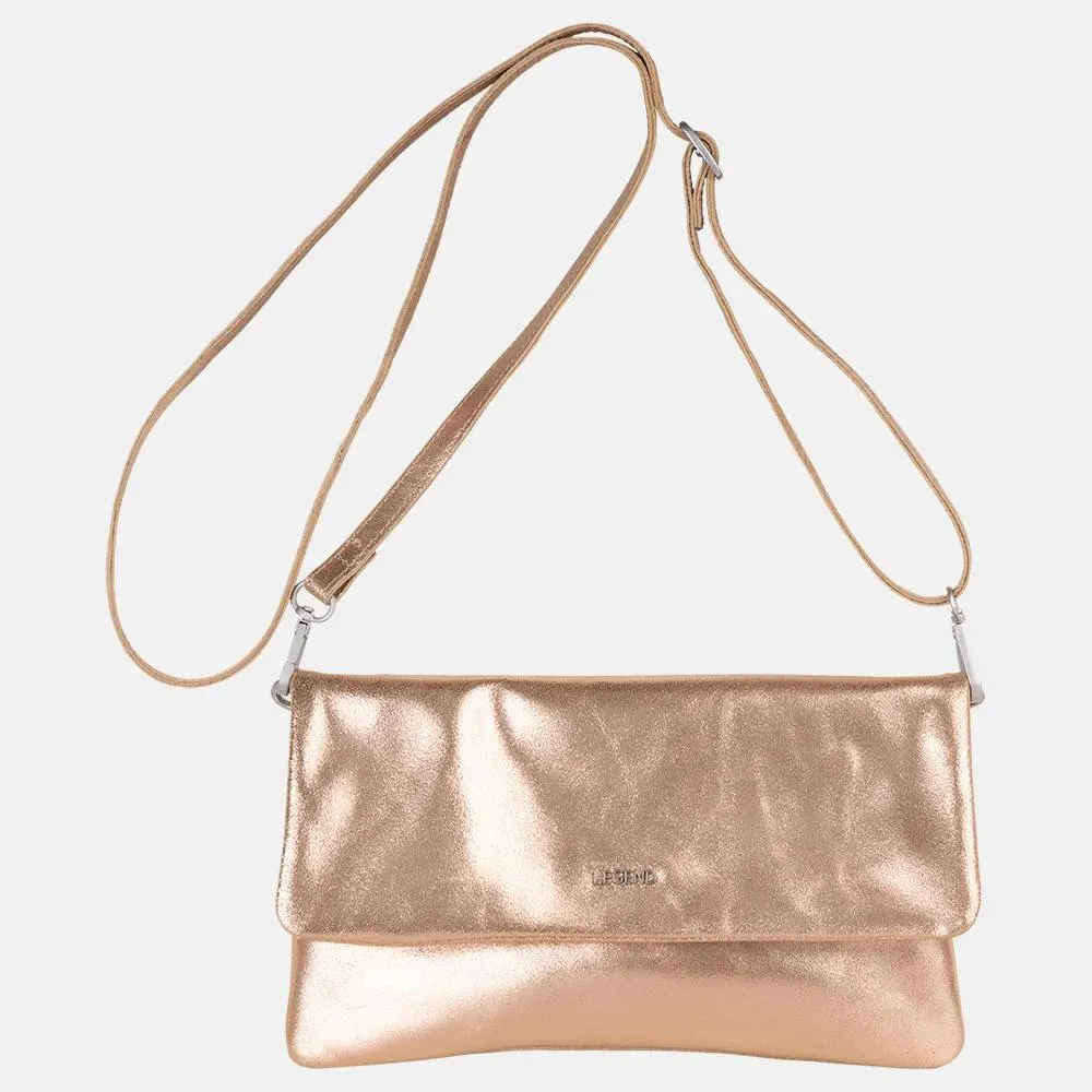 Legend clutch/crossbody tas metallic rose