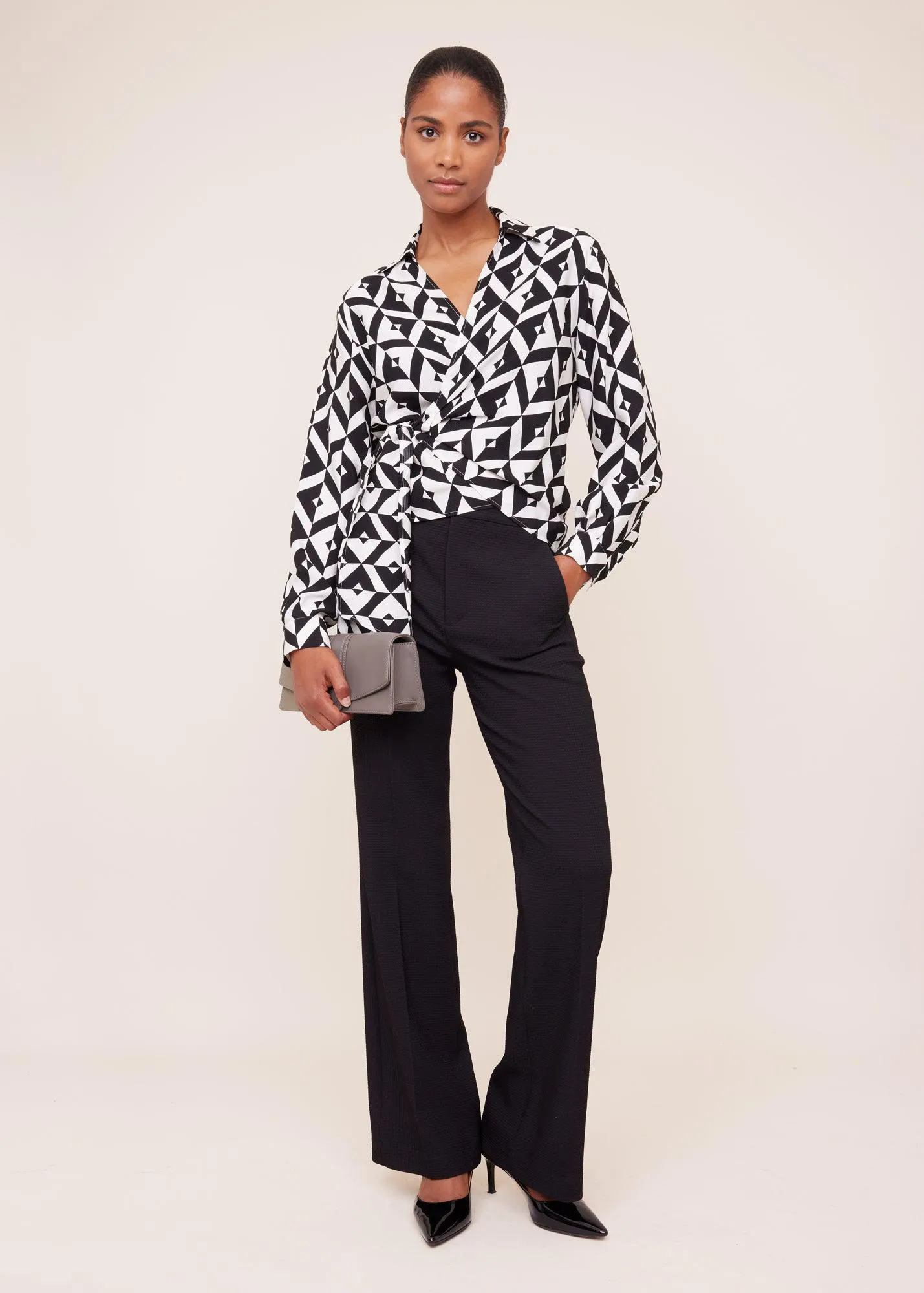 Viscose wrap top met print