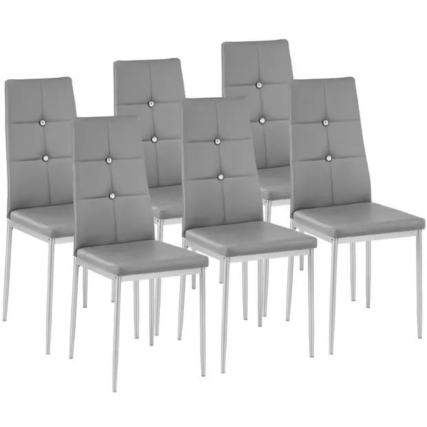 tectake eetkamerstoelen Julien - grijs - set van 6
