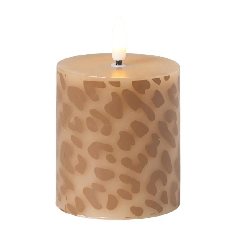 LED kaars animal klein - bruin/zwart - ø7x8 cm
