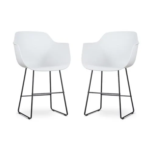 Nolon Nino-Puk barkruk wit - zwart onderstel - 65 cm - set van 2