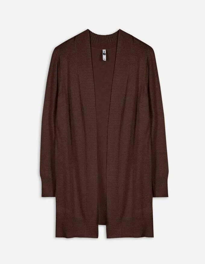 Lang vest - LENZING™ ECOVERO™ - donkerbruin