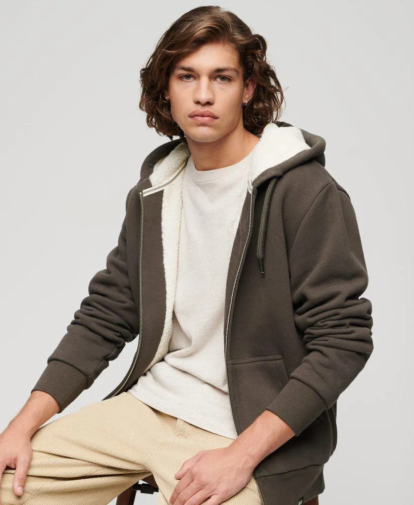 Essential hoodie met rits en borgvoering