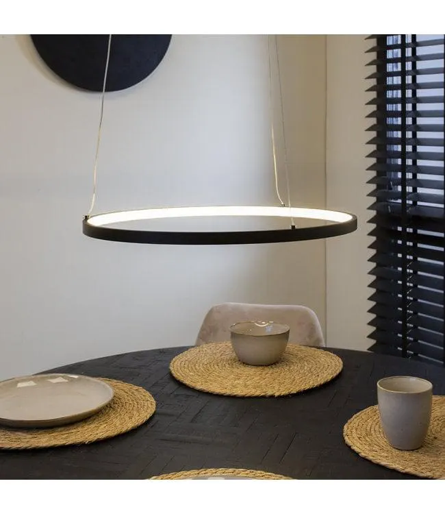 Ringlamp hanglamp Elaine metaal zwart 1 cirkel