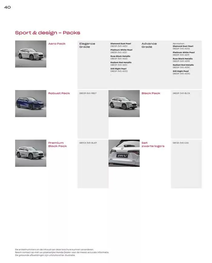ZR-V Accessories van 19 november tot 30 juni 2025 - Folder pagina 40