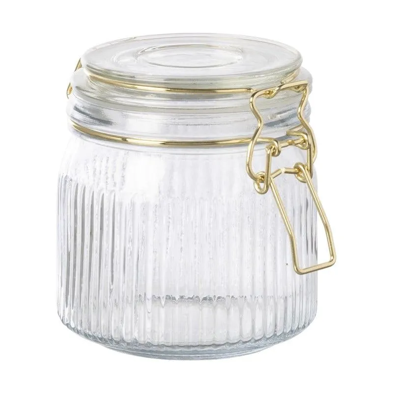 Weckpot ribbel met gouden deksel - 500 ml