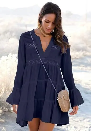 Lascana Lange blouse met kanten inzetten