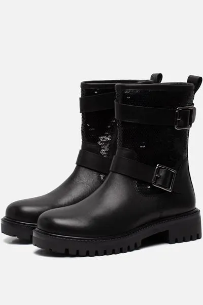 Muyters Biker boots zwart Leer