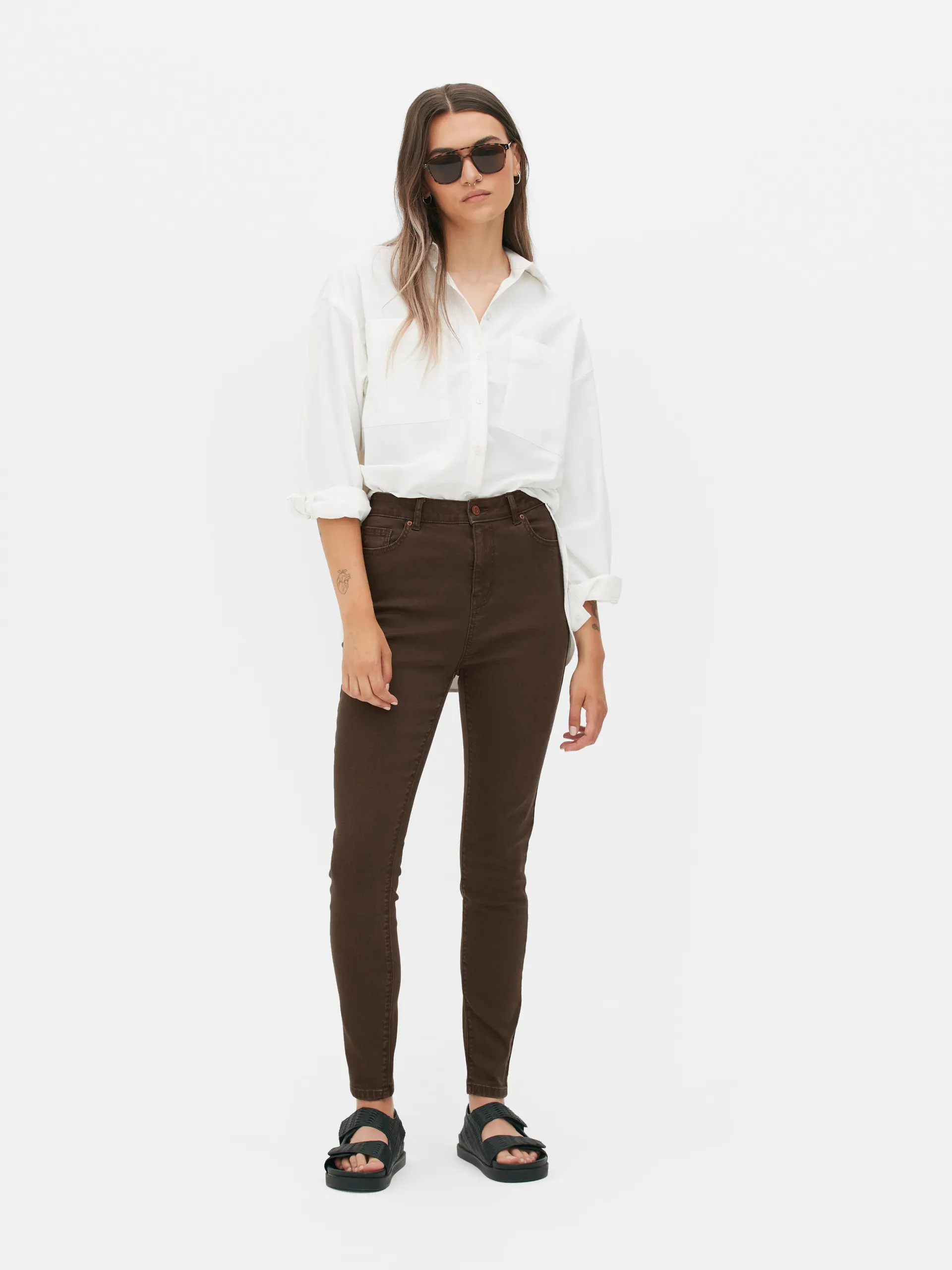 Skinny jeans met hoge taille