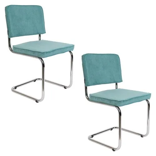 Zuiver Ridge Rib Eetkamerstoelen Blauw - Set van 2