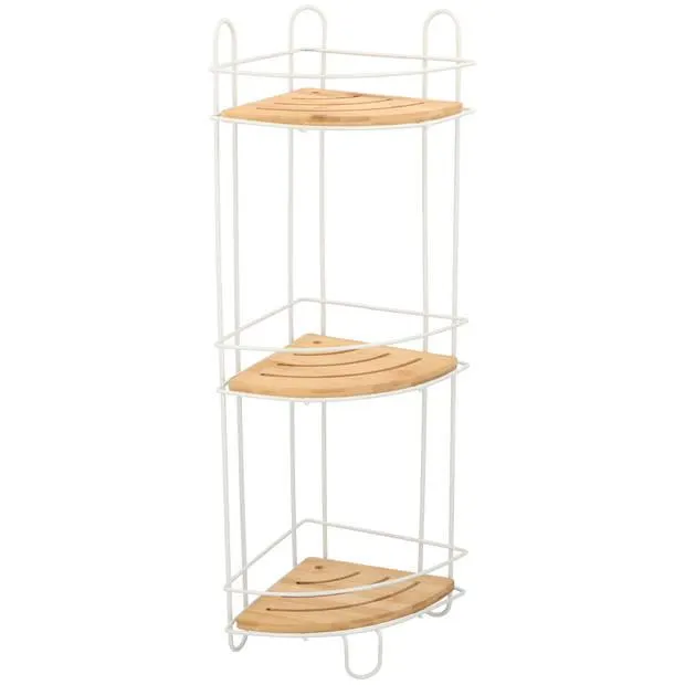 Bath & Shower Badkamer Hoekrek - 3 Legplanken - 66.5 x 20 x 20 cm - Eco Bamboe