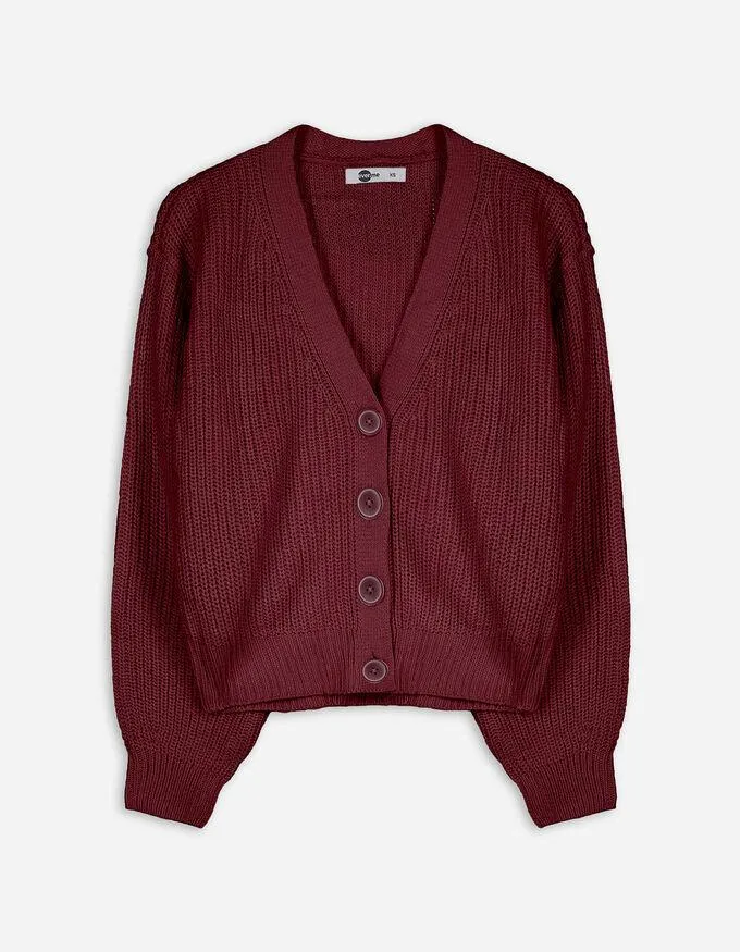 Vest - Ribtricot - donkerrood