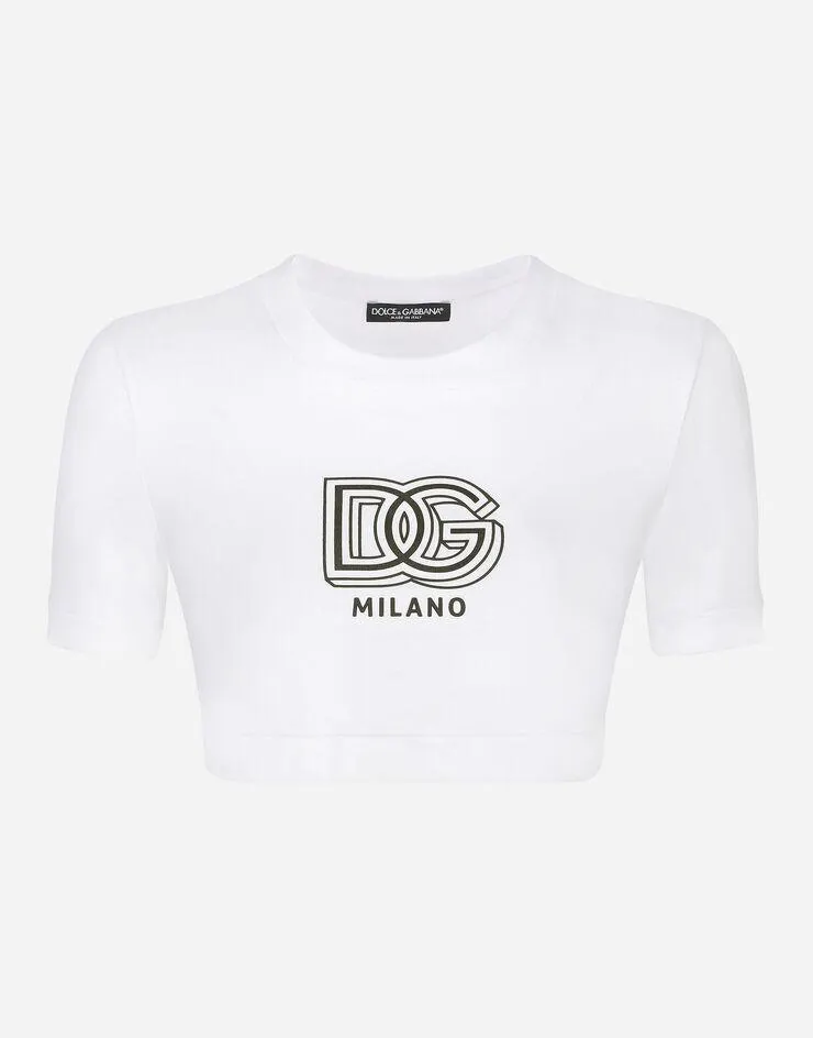 T-shirt cropped en jersey avec lettering DG