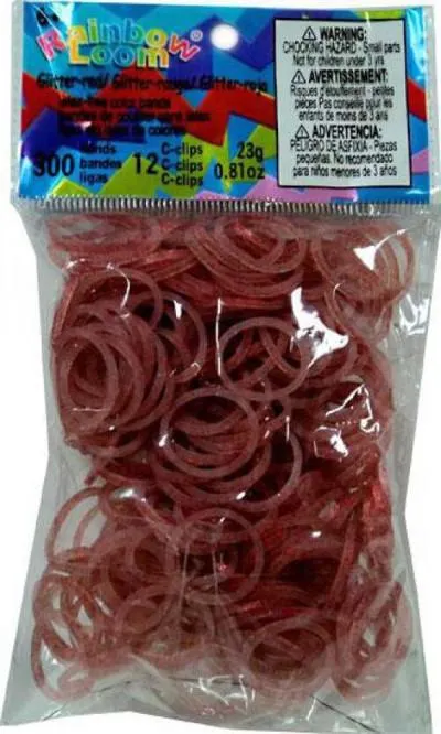Rainbow Loom glitter red 300st