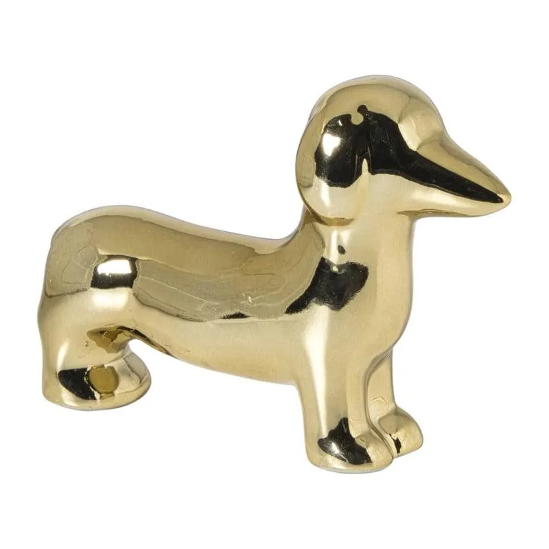 Beeldje teckel - goudkleurig - 12.5x17.5x4.5 cm