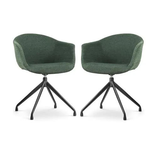 Nolon Nola-Otis Draaibare Eetkamerstoelen Set - Donkergroen - Zwart